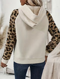 Versatile slim-fit leopard print hooded sweatshirt