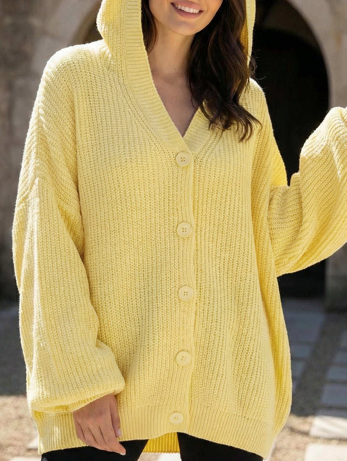 Casual soft long-sleeved knitted cardigan