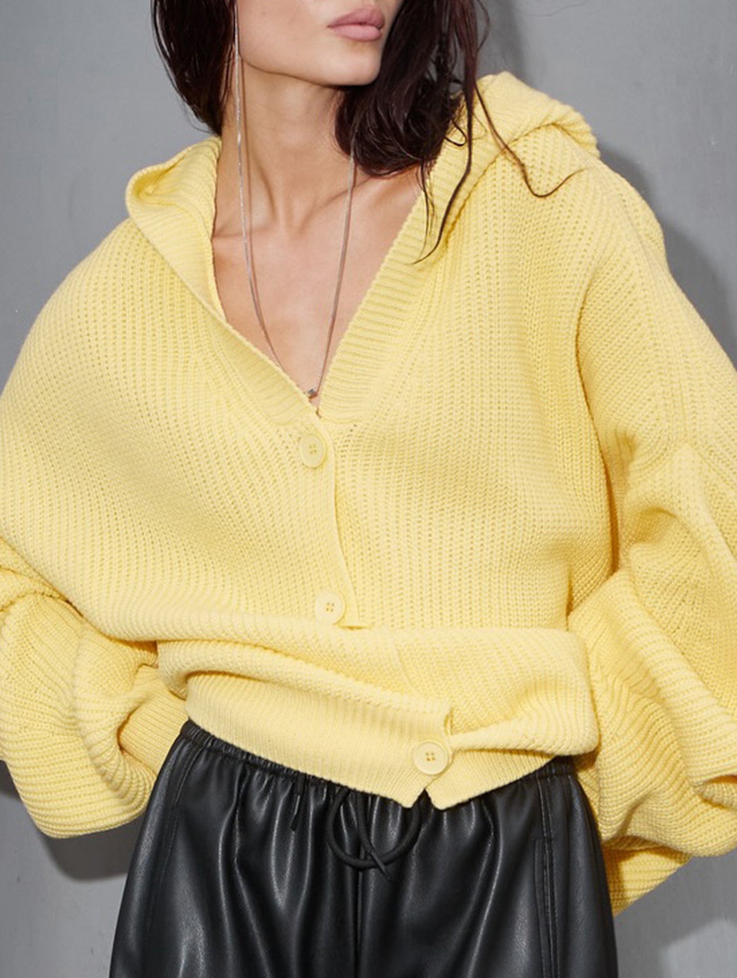 Casual soft long-sleeved knitted cardigan