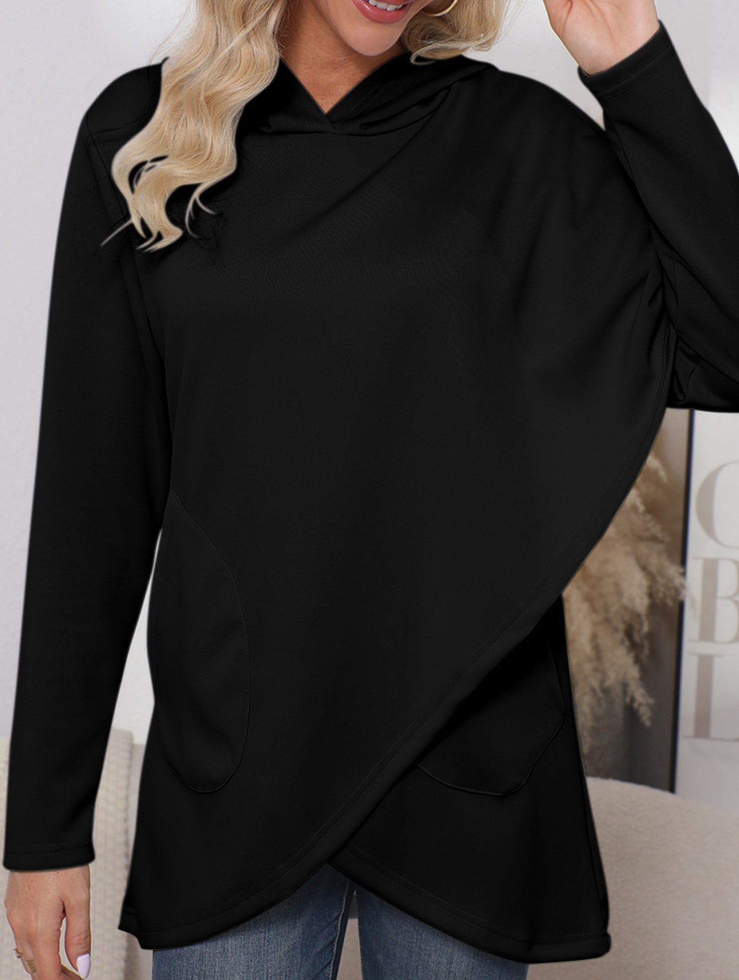 Long-sleeved irregular solid color sweatshirt