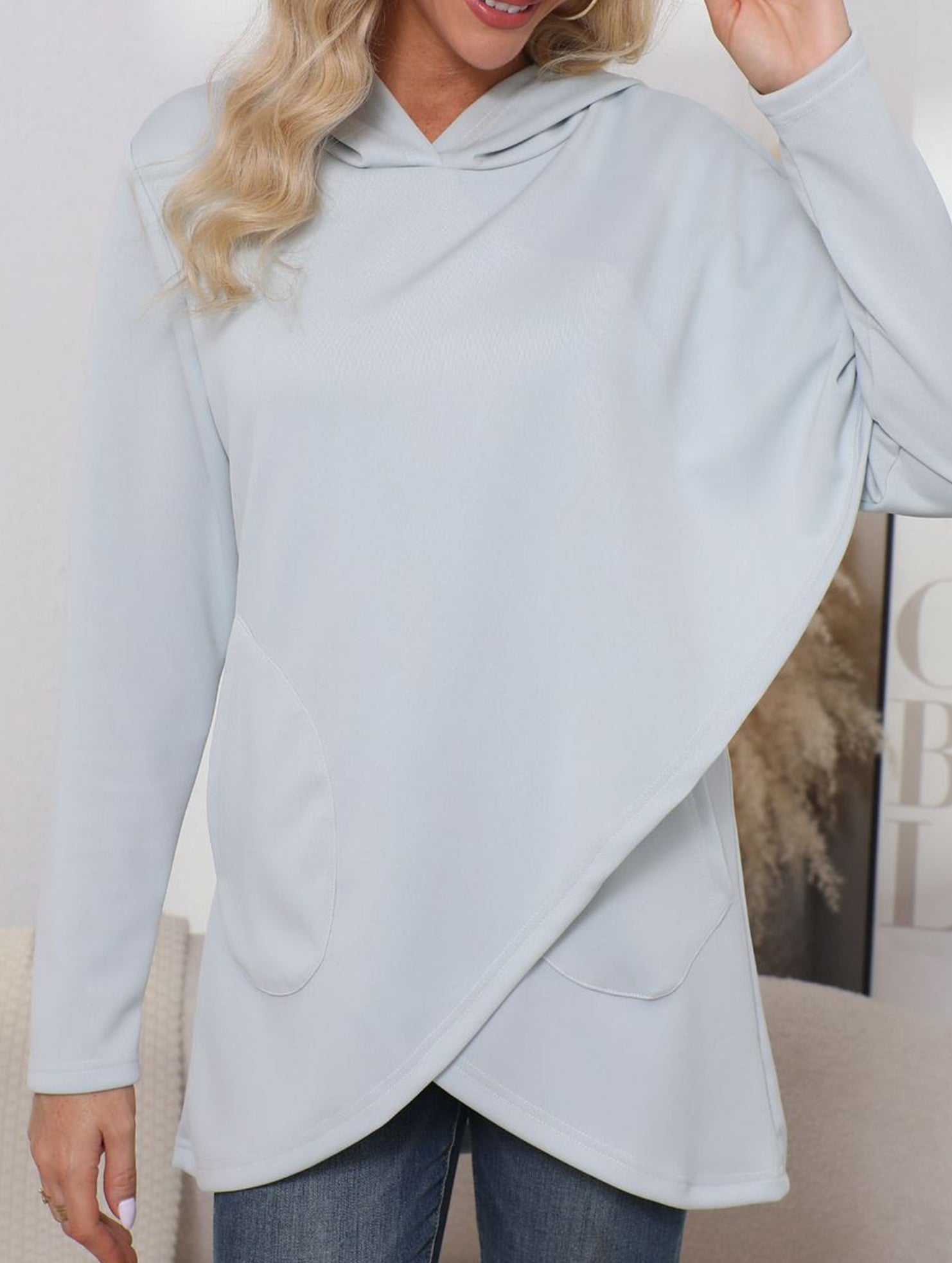 Long-sleeved irregular solid color sweatshirt