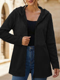 Solid Color Hooded Loose Fit Jacket for Women