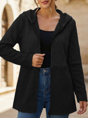 Solid Color Hooded Loose Fit Jacket for Women