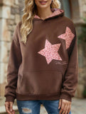 Star Embroidered Hooded Loose Sweatshirt
