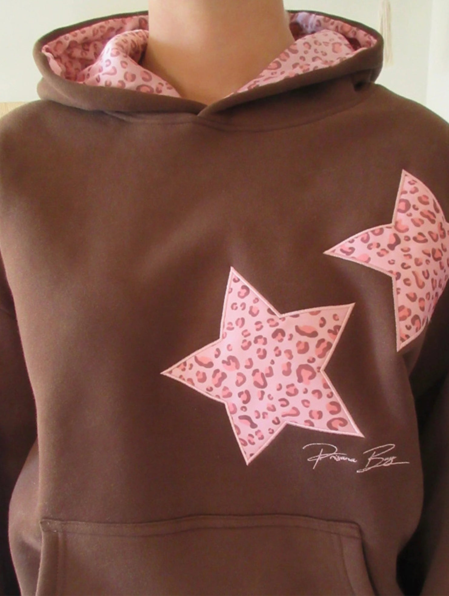 Star Embroidered Hooded Loose Sweatshirt