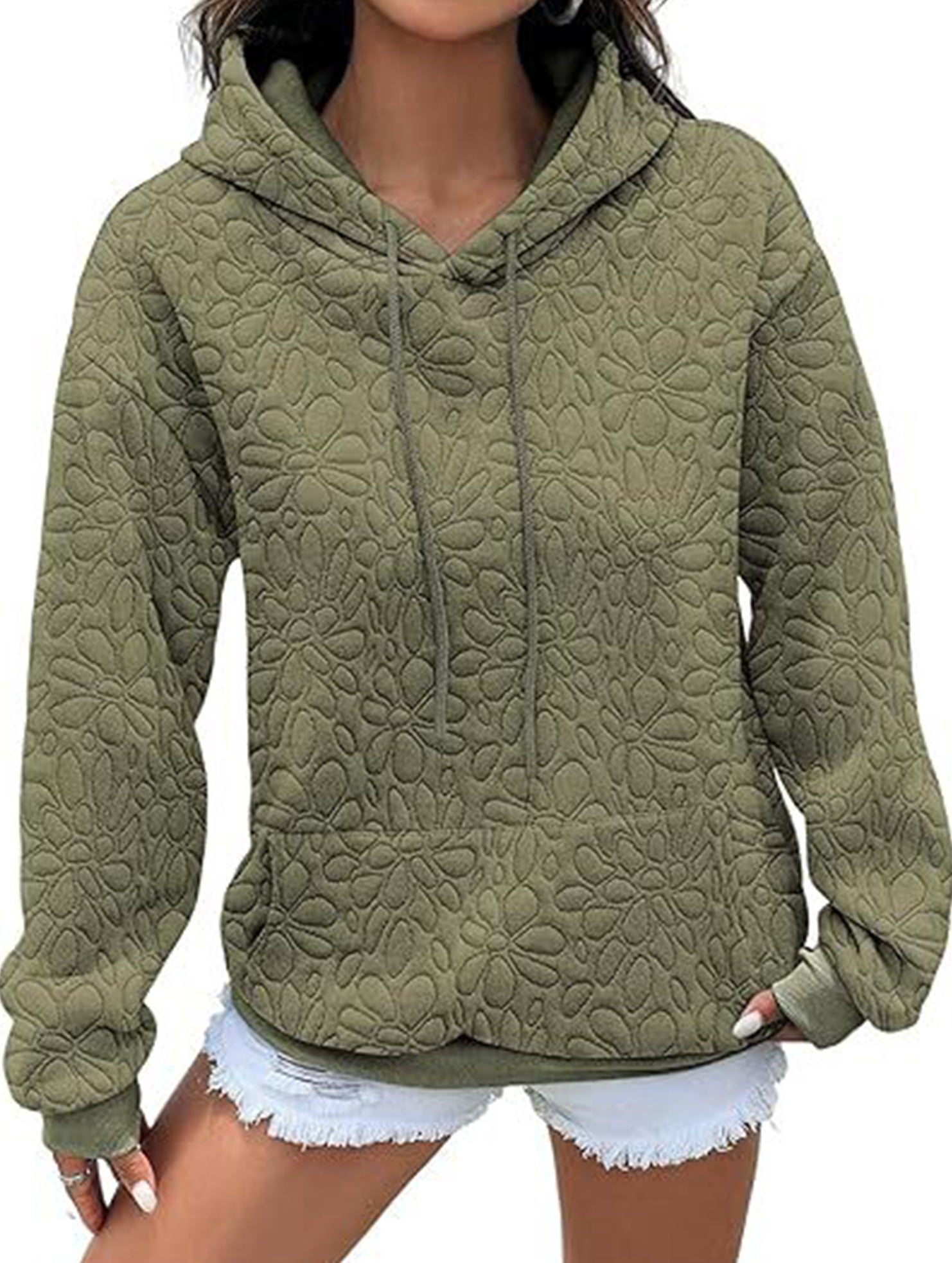 Textured Hooded Long Sleeve Sweatshirt_CWOHOL00811