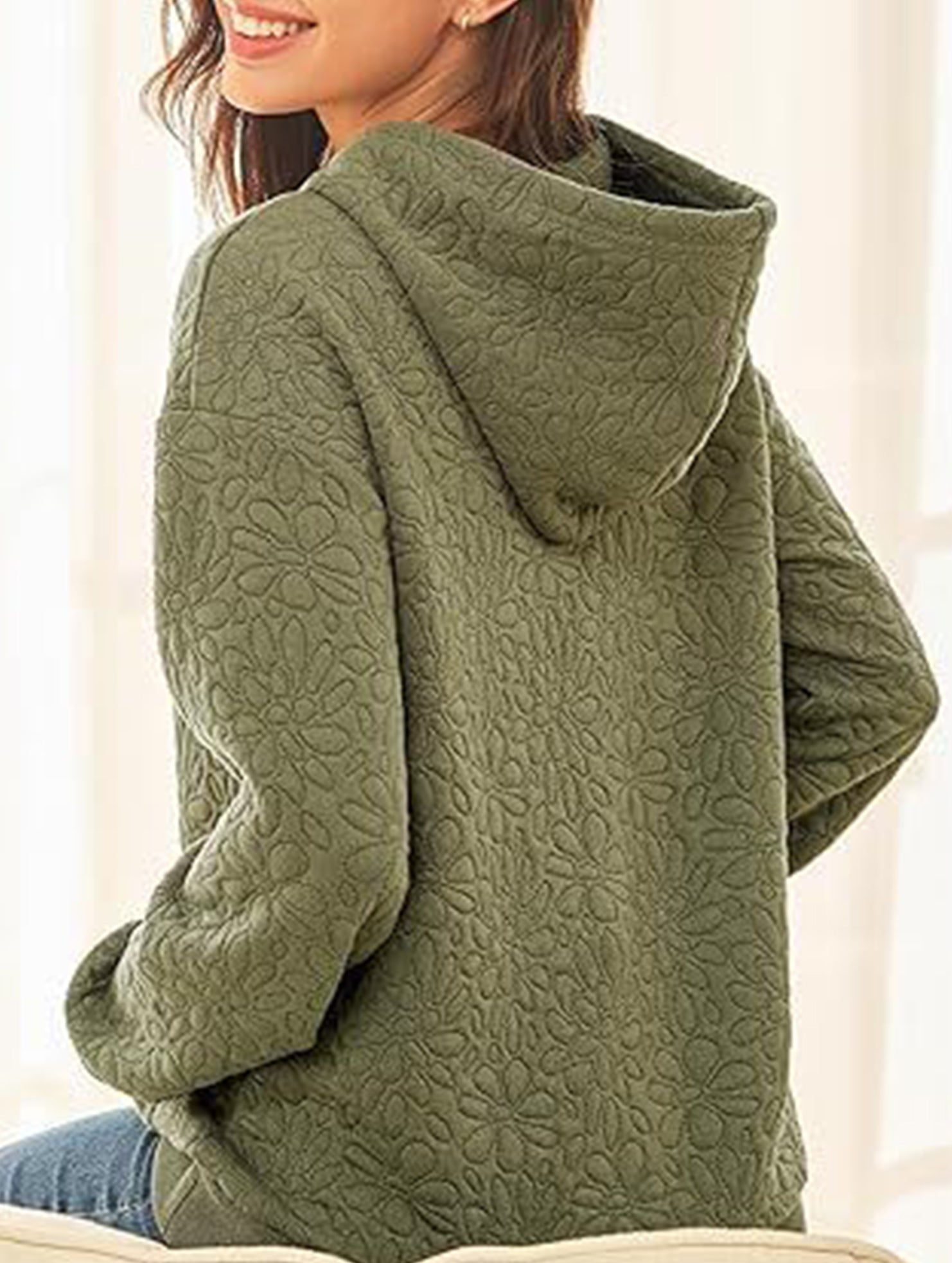 Textured Hooded Long Sleeve Sweatshirt_CWOHOL00811