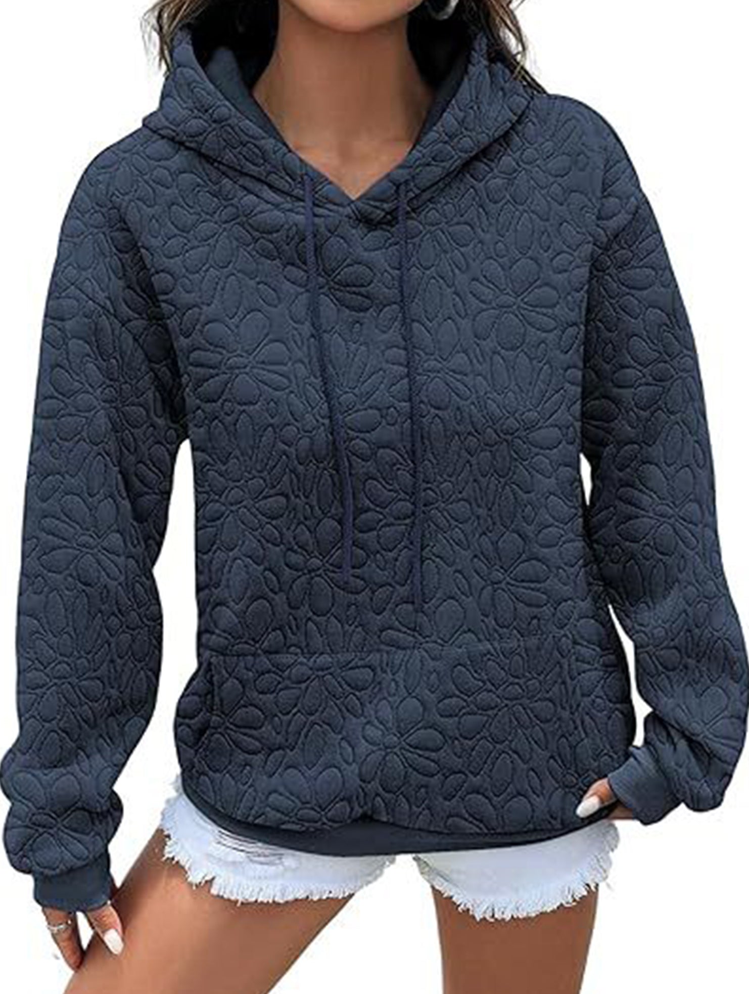 Textured Hooded Long Sleeve Sweatshirt_CWOHOL00811