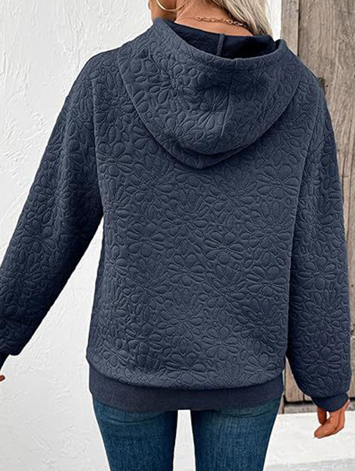 Textured Hooded Long Sleeve Sweatshirt_CWOHOL00811