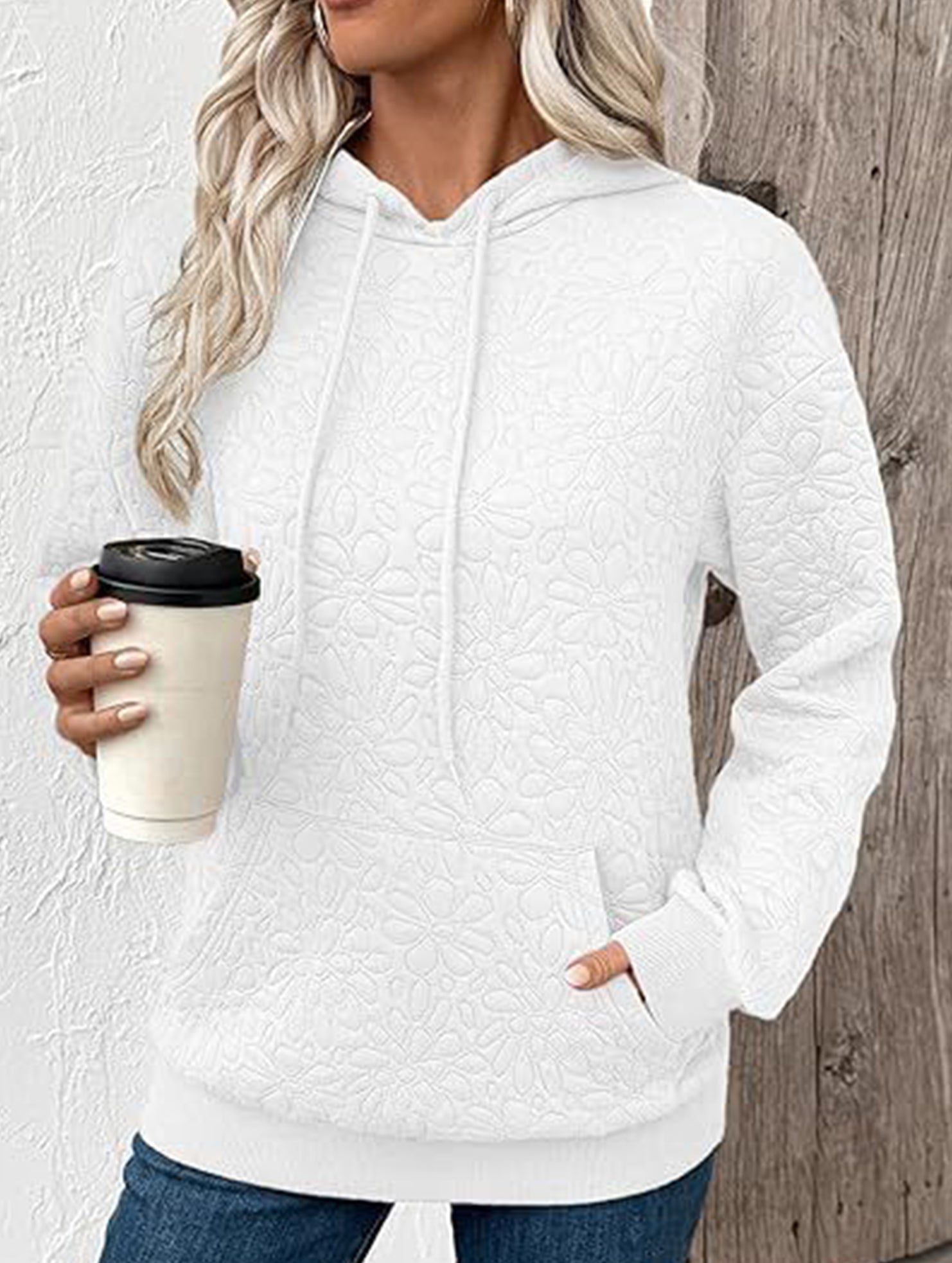 Textured Hooded Long Sleeve Sweatshirt_CWOHOL00811