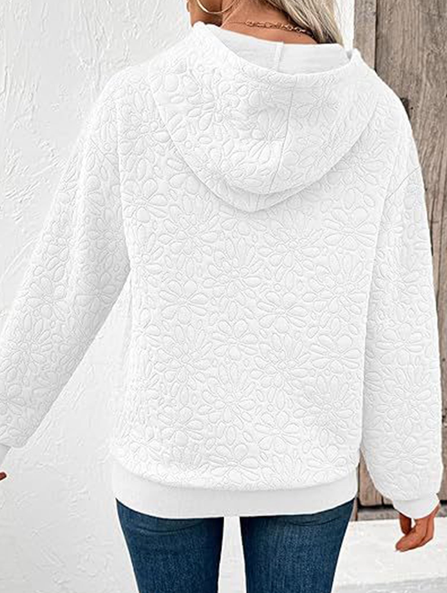 Textured Hooded Long Sleeve Sweatshirt_CWOHOL00811