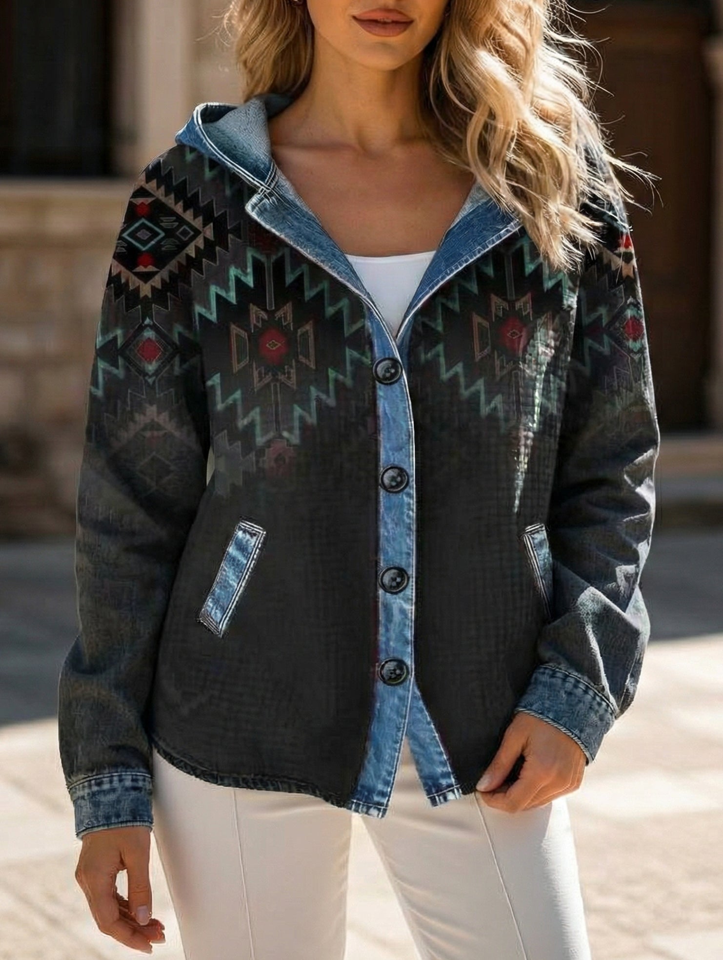 Loose Plaid Hooded Cardigan Sweatshirt_CWOHOL00816