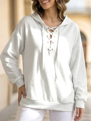 Lace Up Hooded Casual Sweatshirt_CWOHOL00825