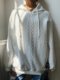 Plus Size Hooded Cable Knit Sweatshirt