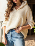 Loose casual oversized hooded pullover sweater