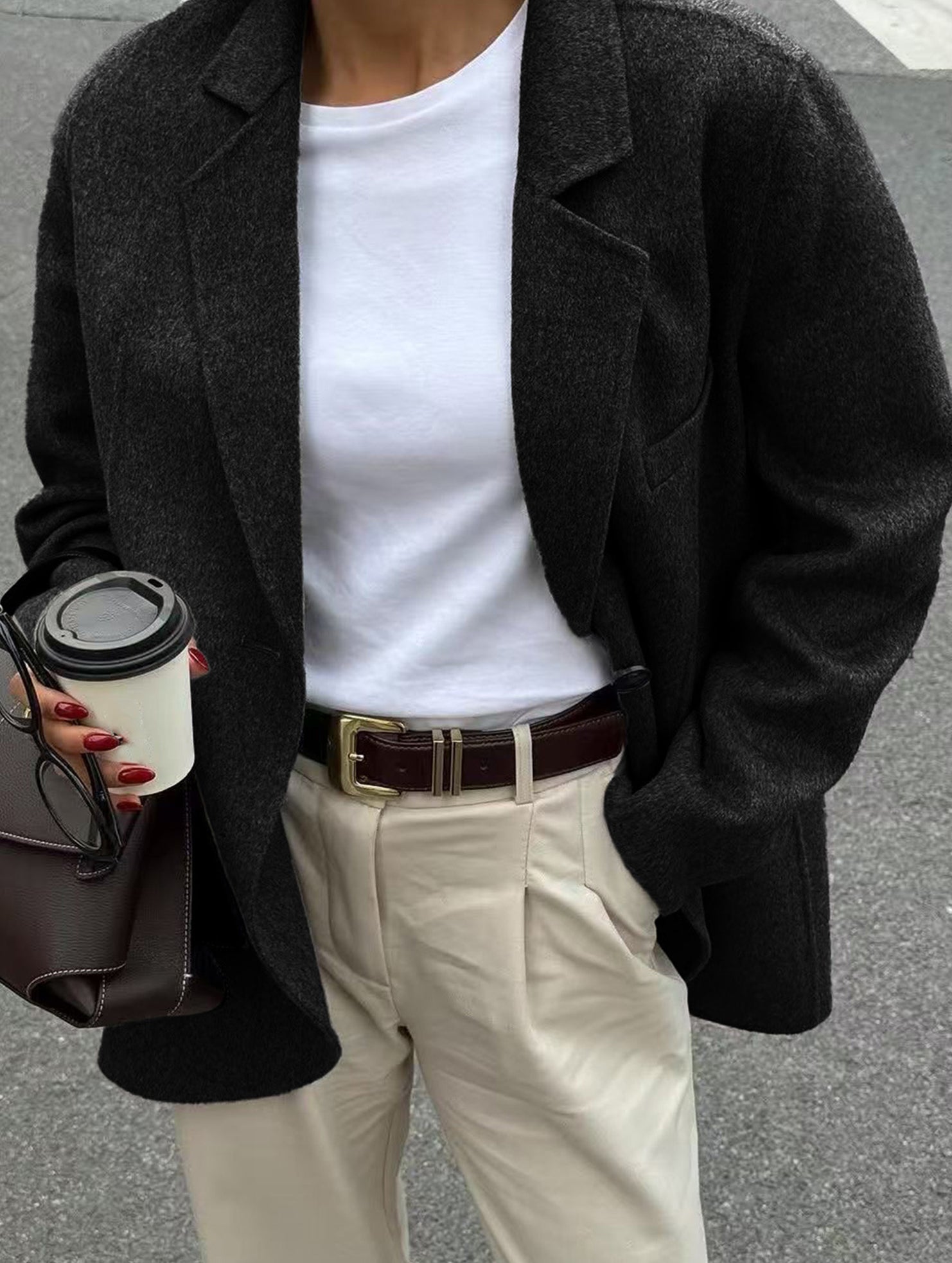 Casual solid color suit jacket