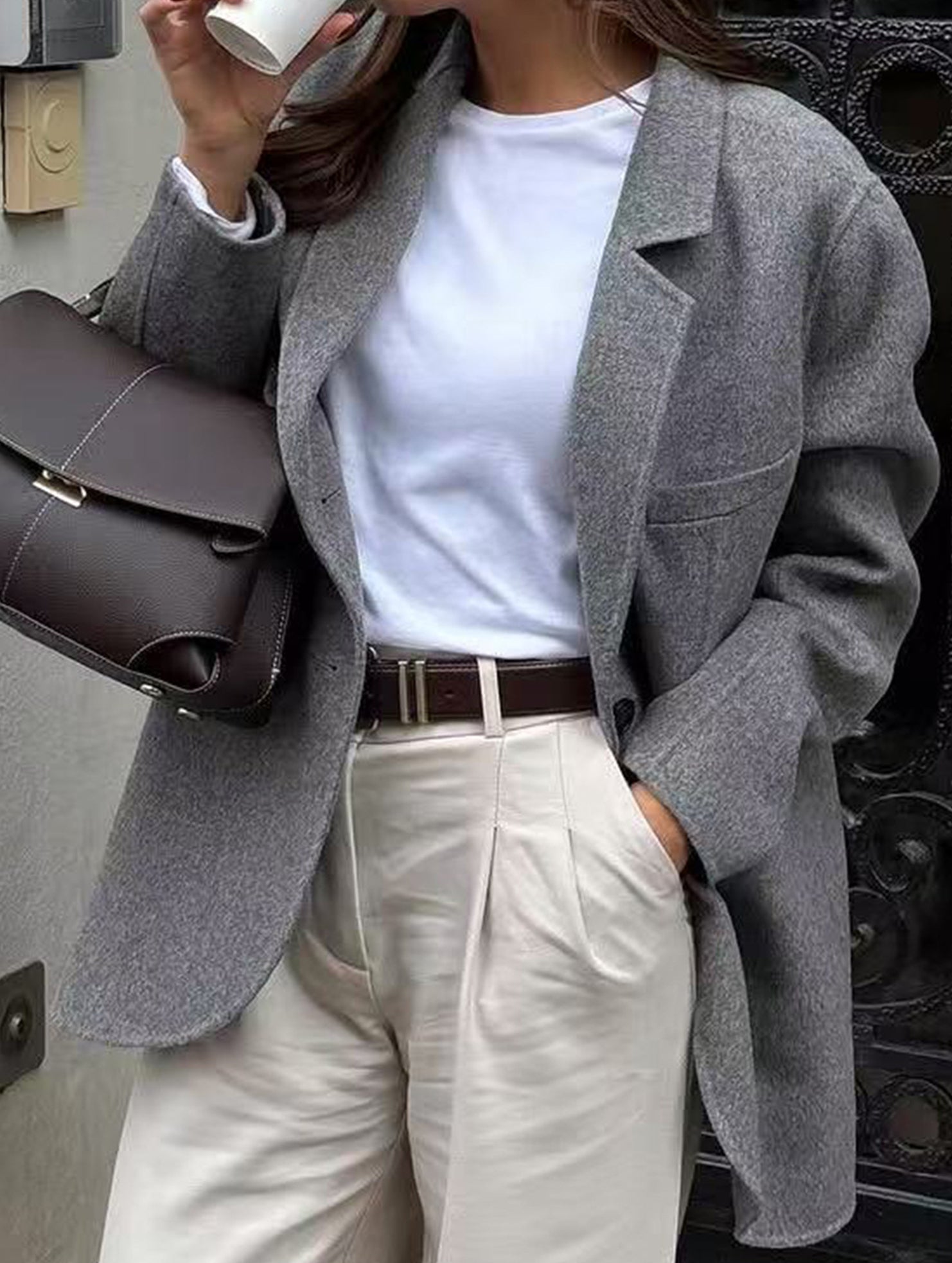 Casual solid color suit jacket