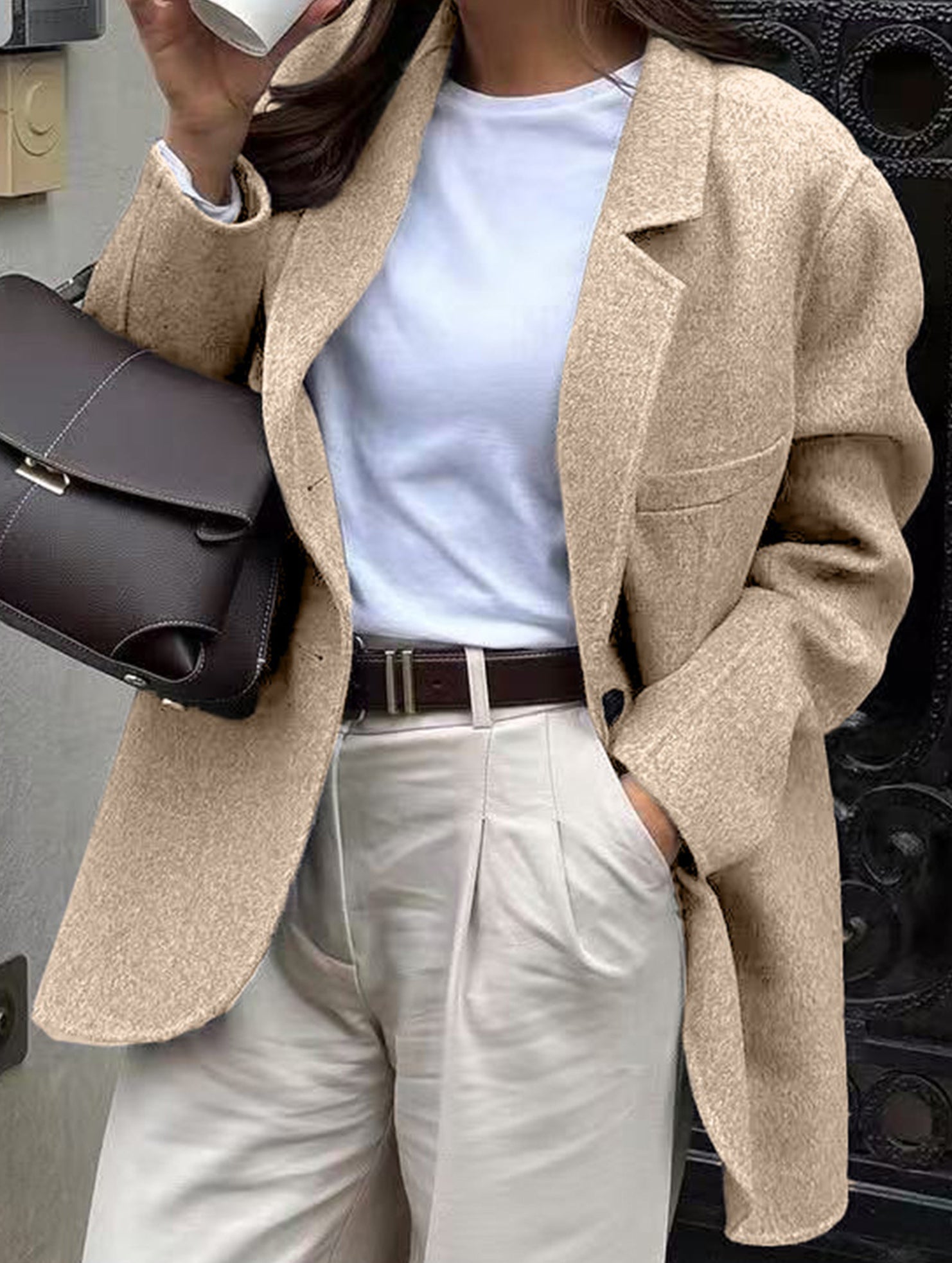 Casual solid color suit jacket