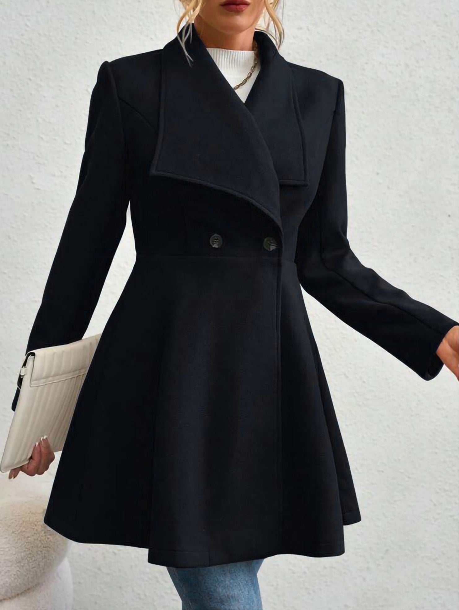Fashion lapel slim long coat