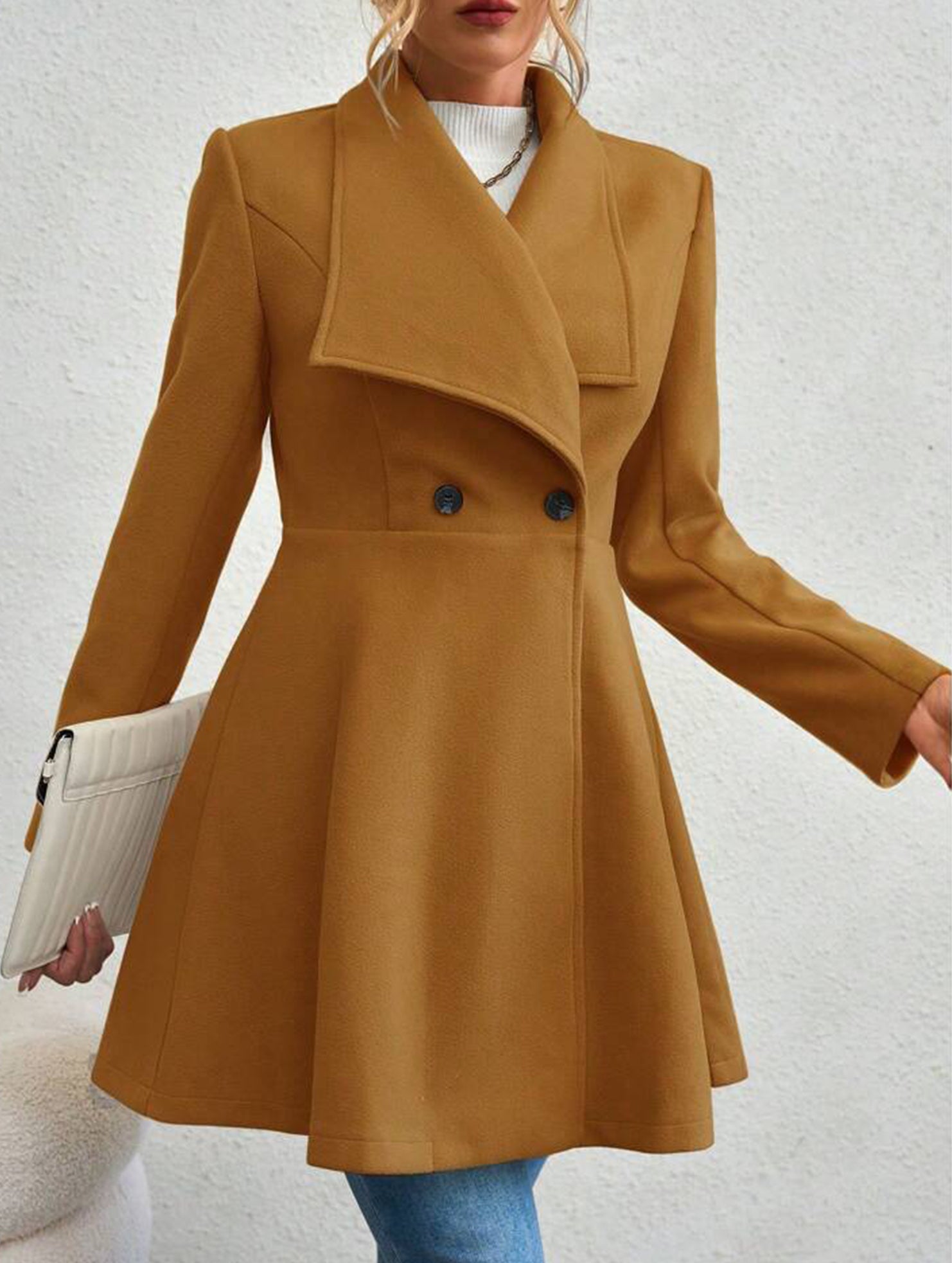 Fashion lapel slim long coat
