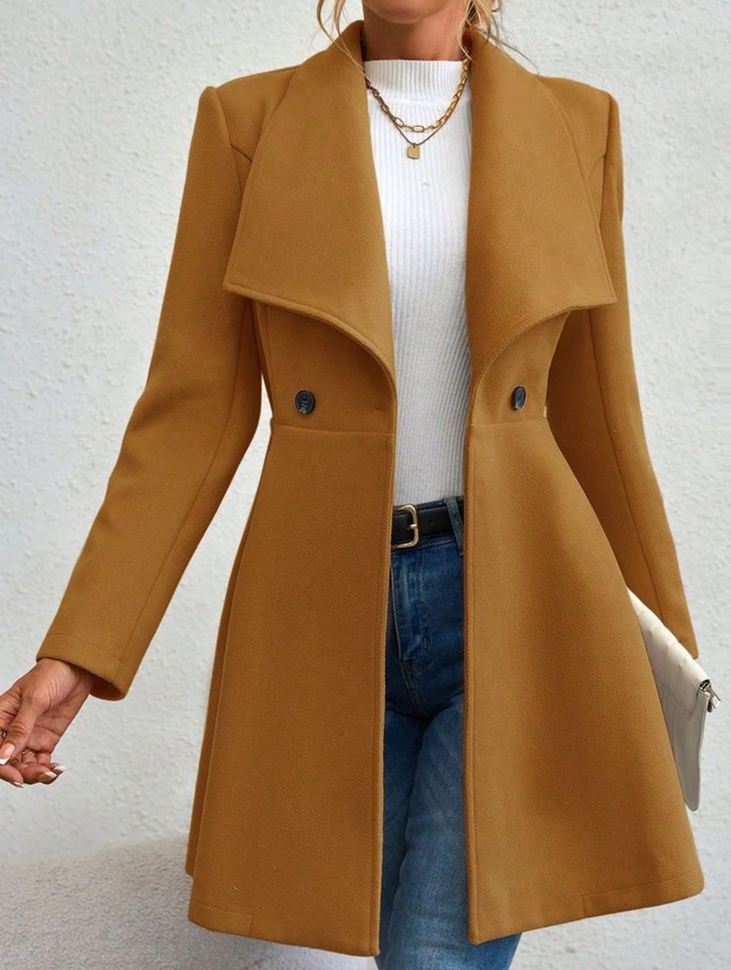 Fashion lapel slim long coat