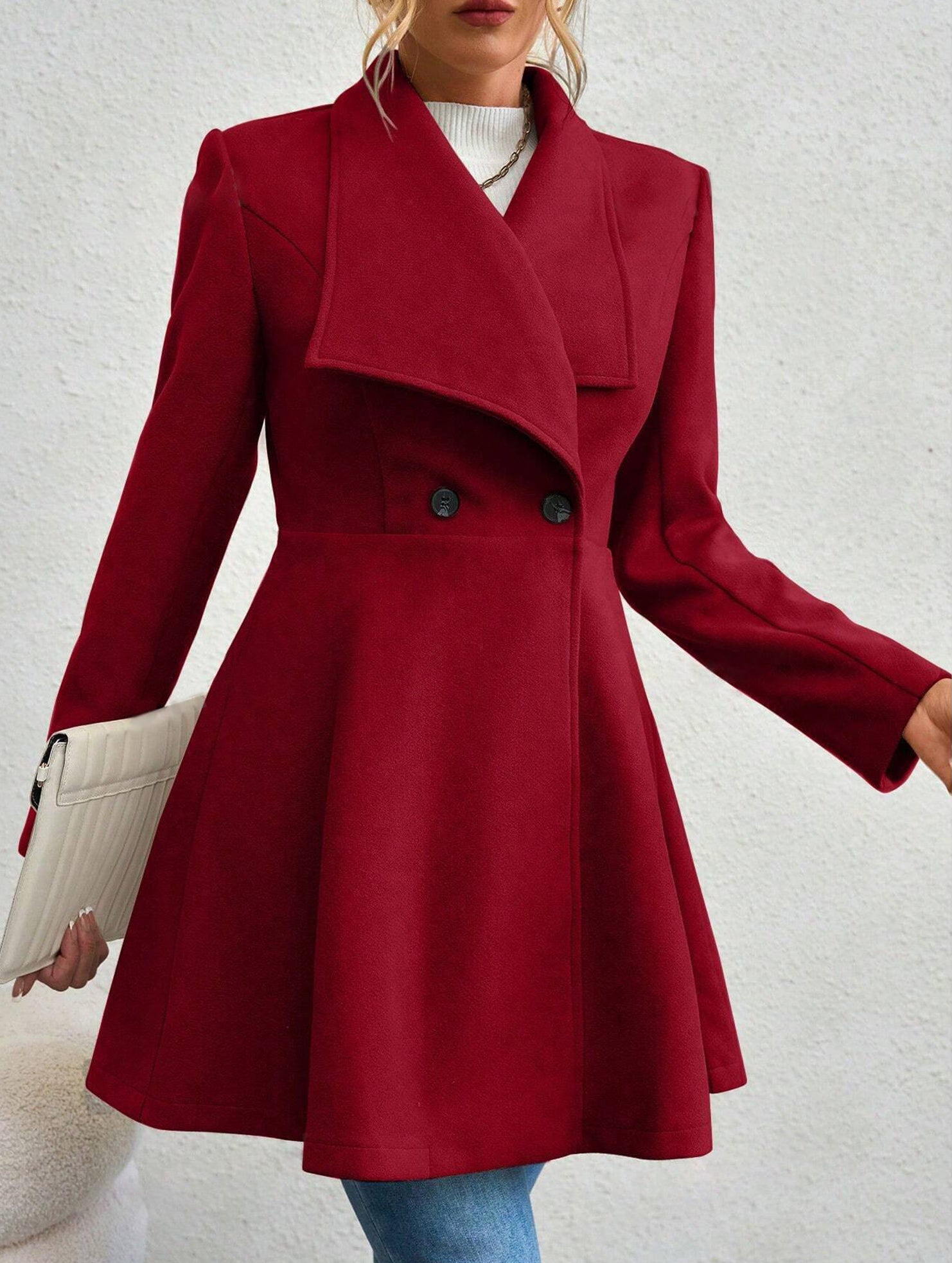 Fashion lapel slim long coat