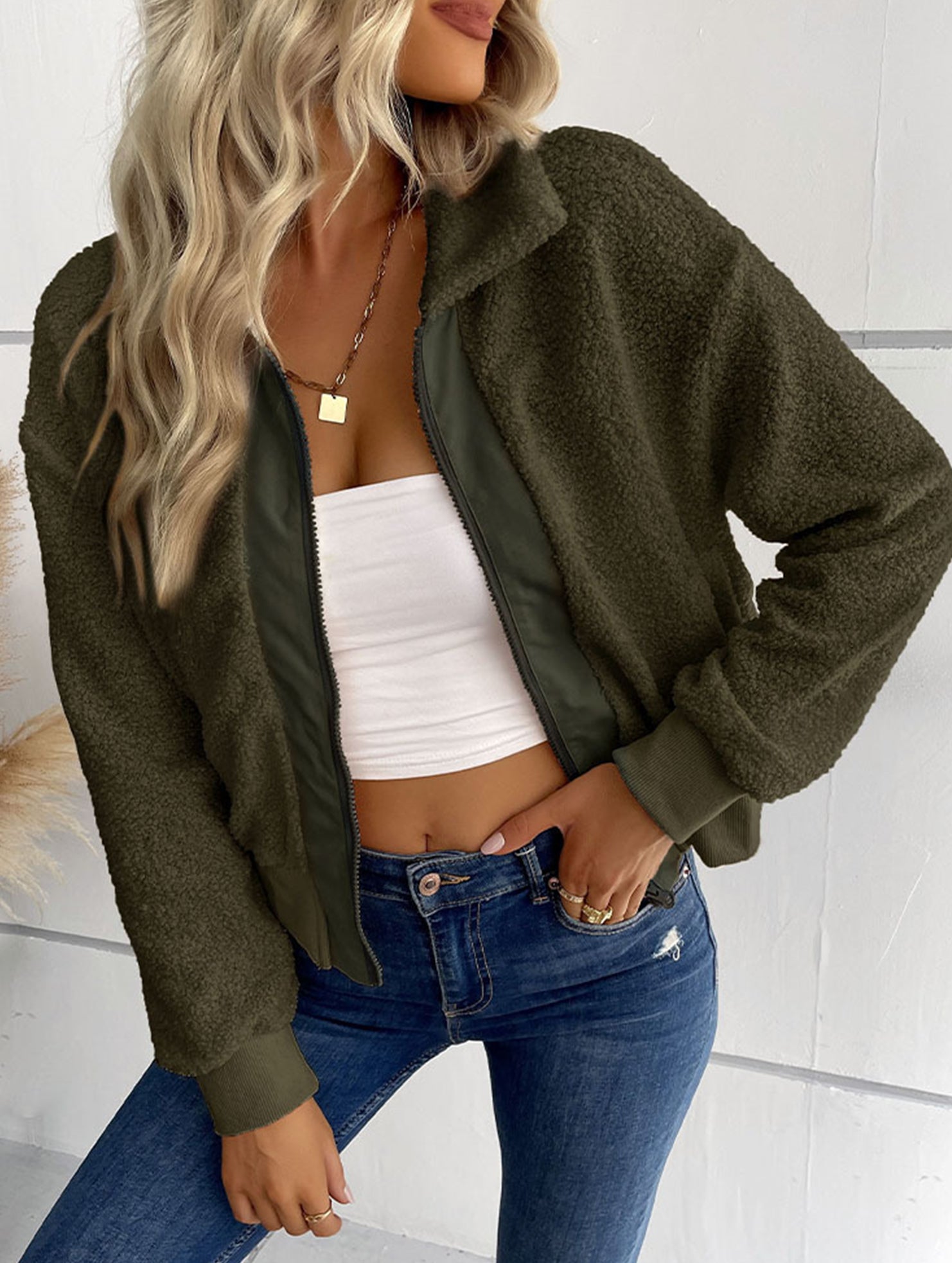Hot selling solid color long sleeve lapel jacket