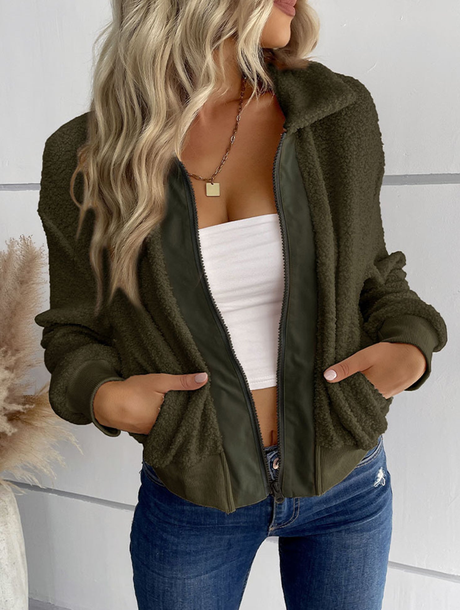 Hot selling solid color long sleeve lapel jacket