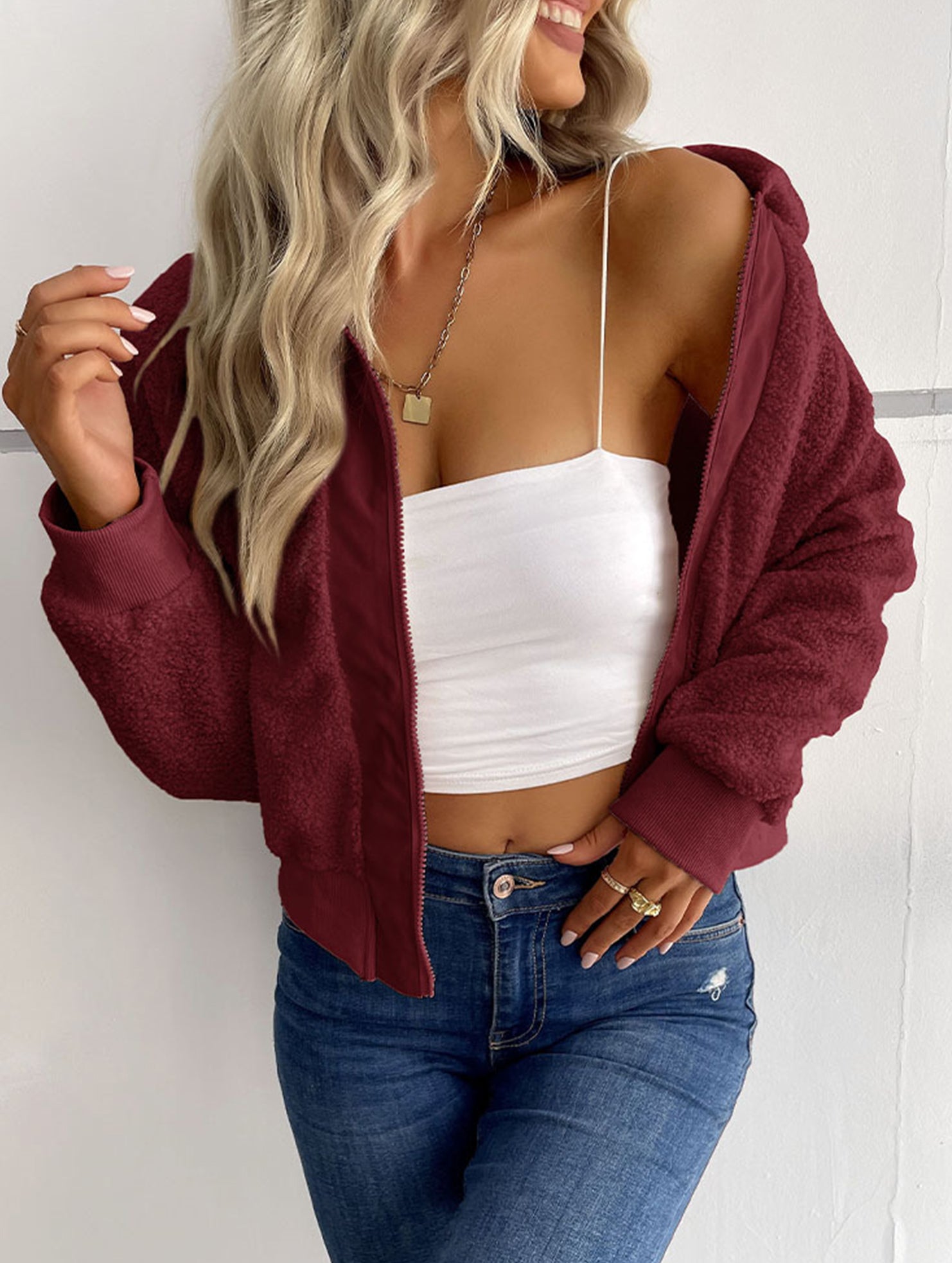 Hot selling solid color long sleeve lapel jacket