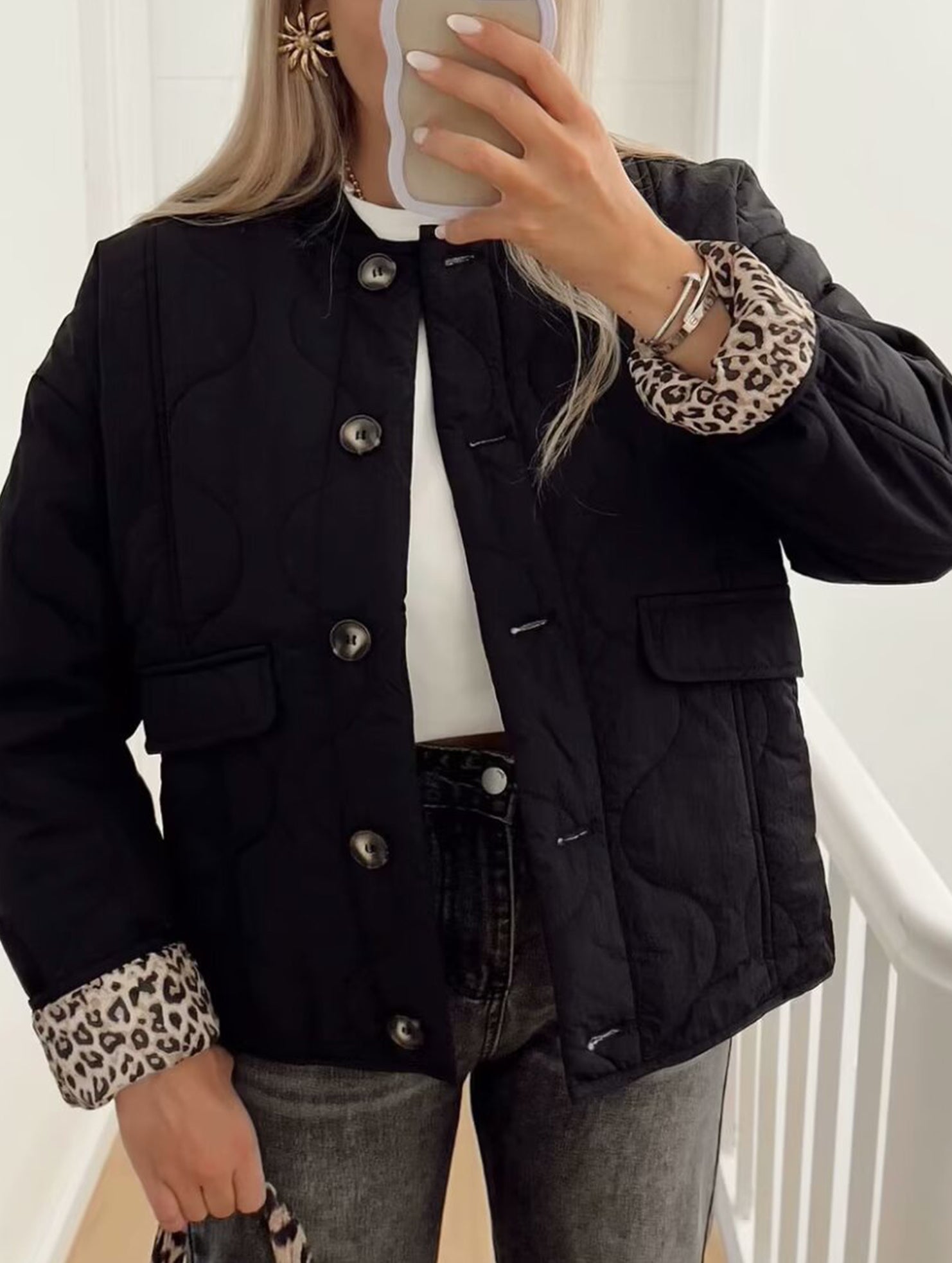 Fashionable casual quilted cotton jacket