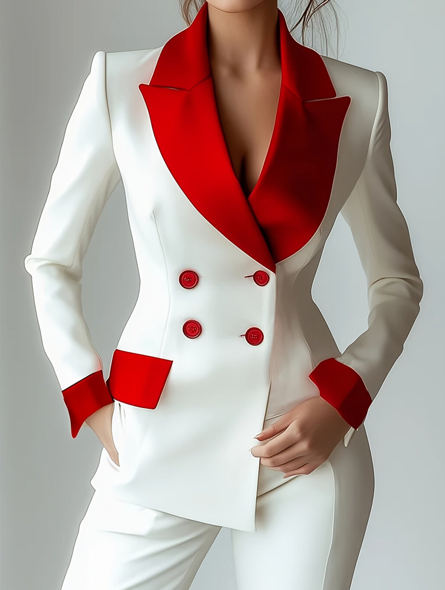 patchwork pocket button blazer