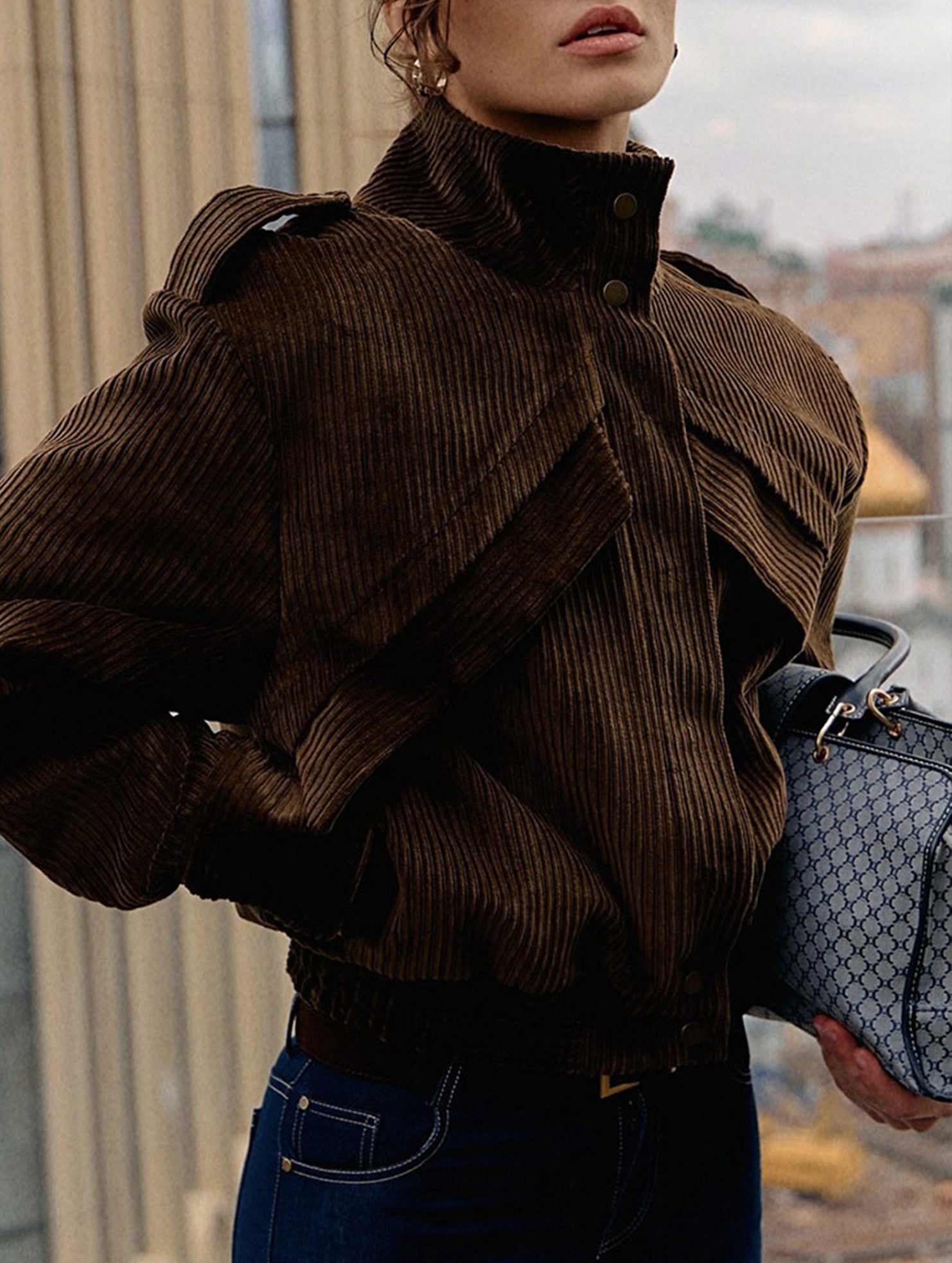 Casual brown motorcycle jacket