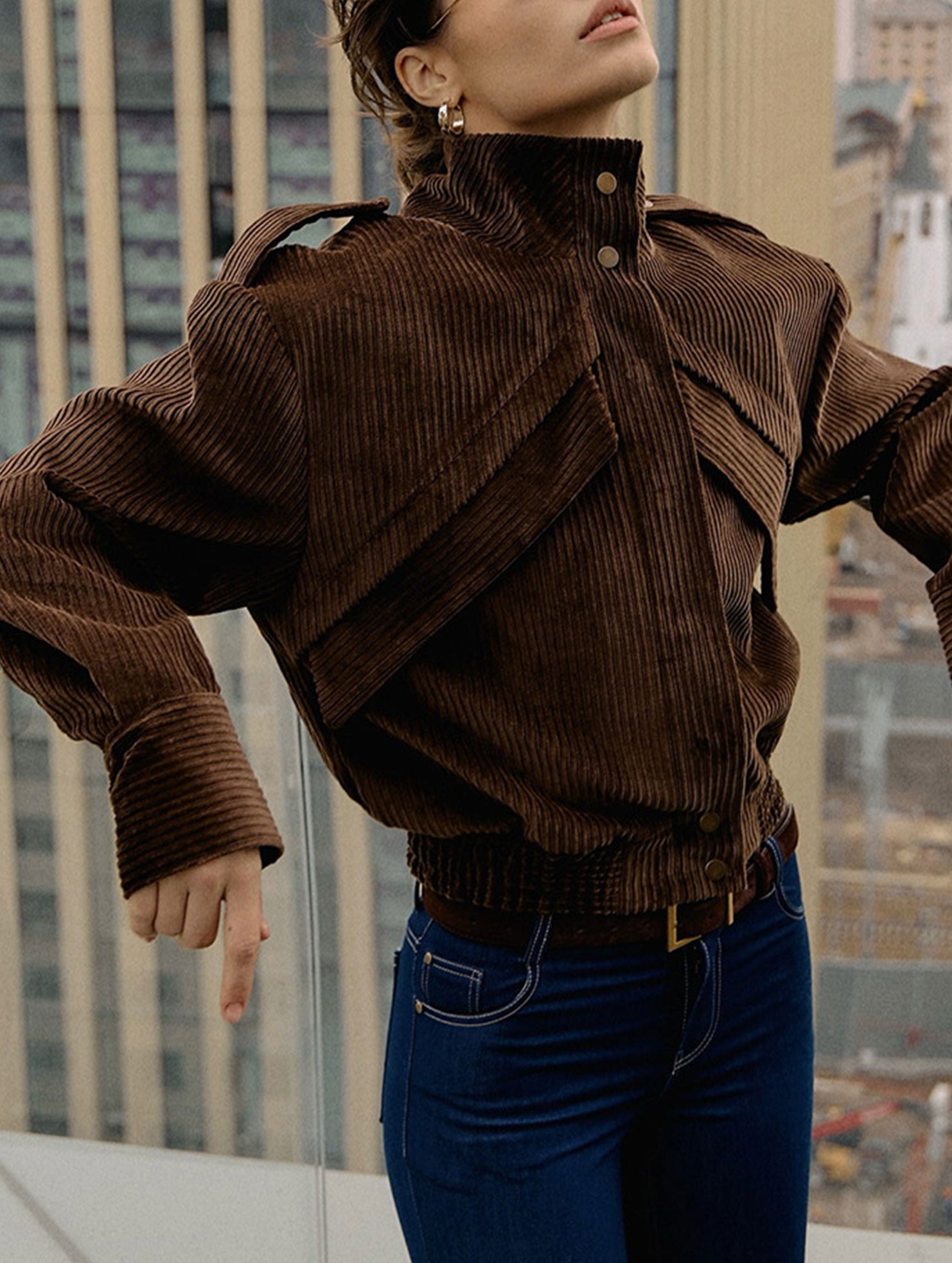 Casual brown motorcycle jacket