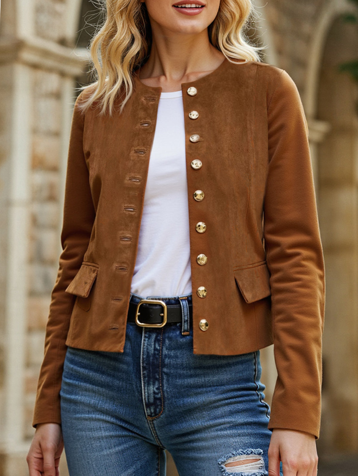 Fashionable single-breasted short coat