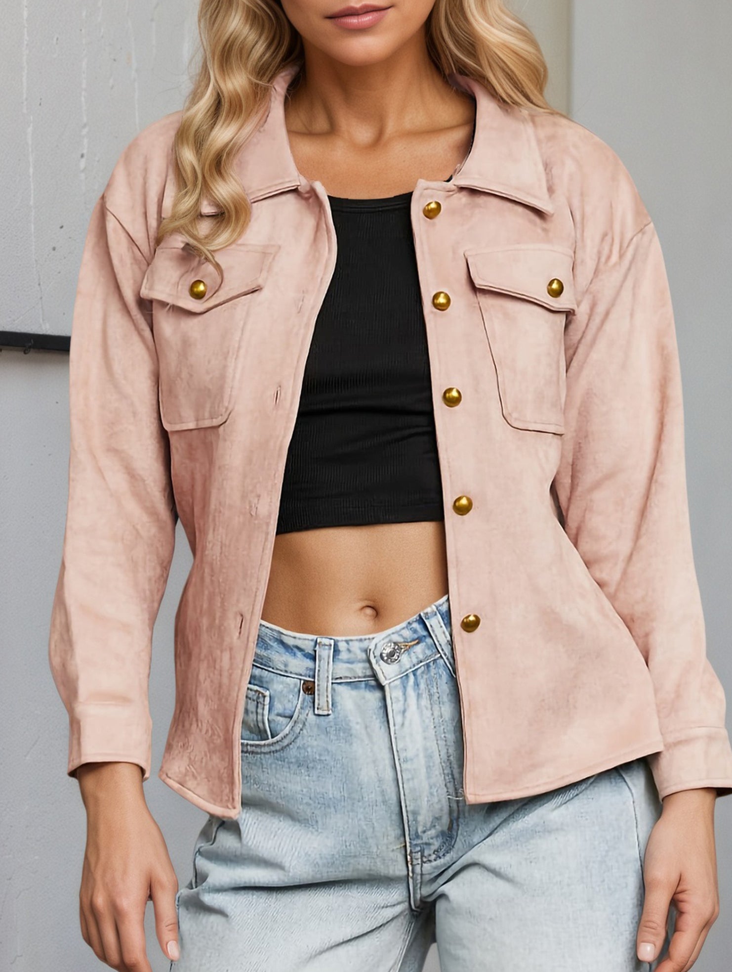 Casual lapel long-sleeved shirt jacket