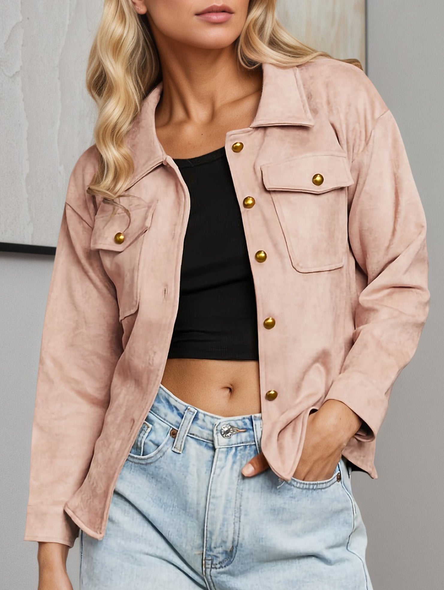 Casual lapel long-sleeved shirt jacket