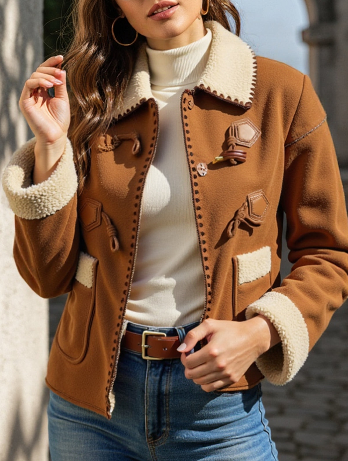 Retro one-piece short padded jacket