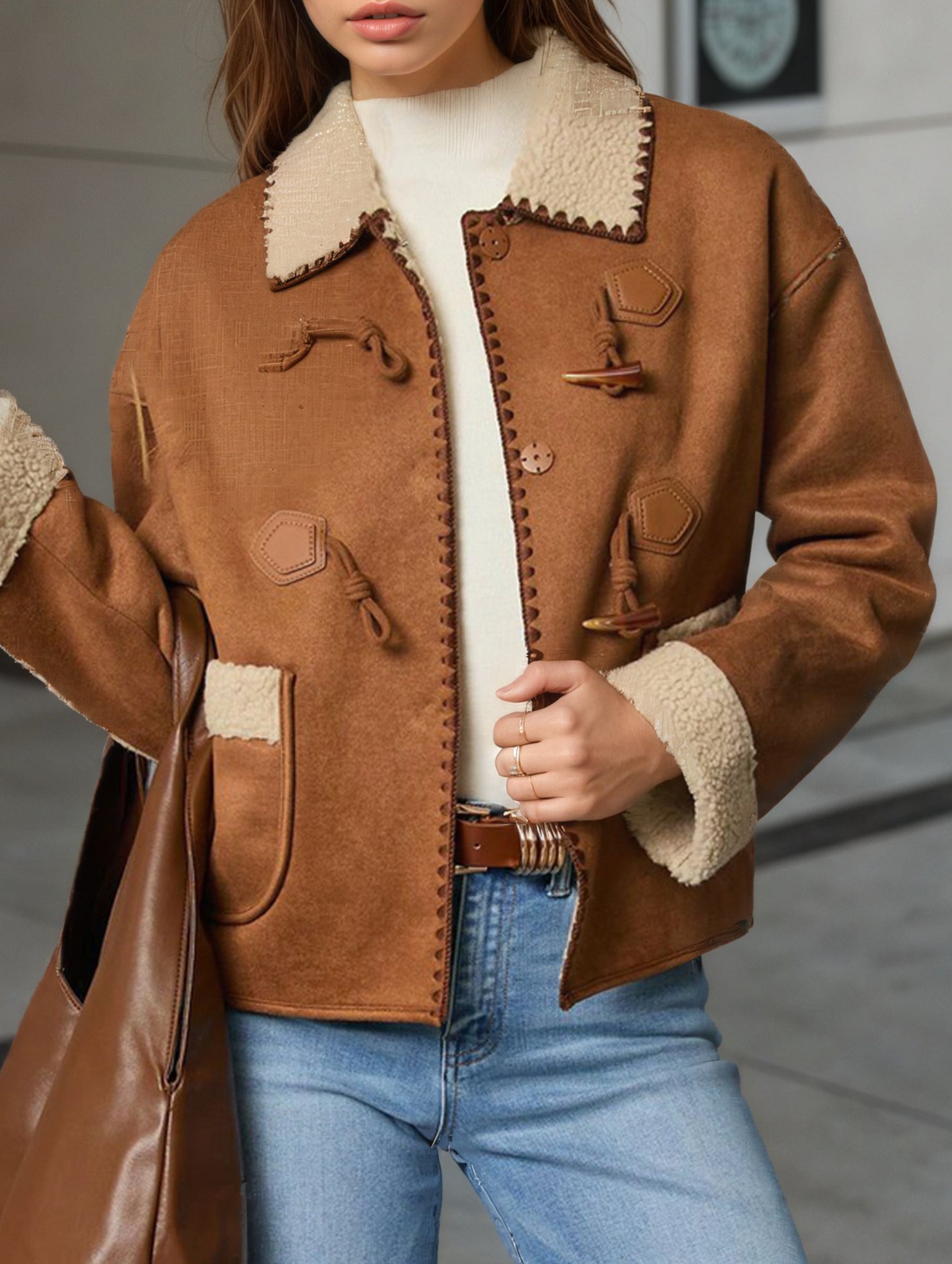 Retro one-piece short padded jacket