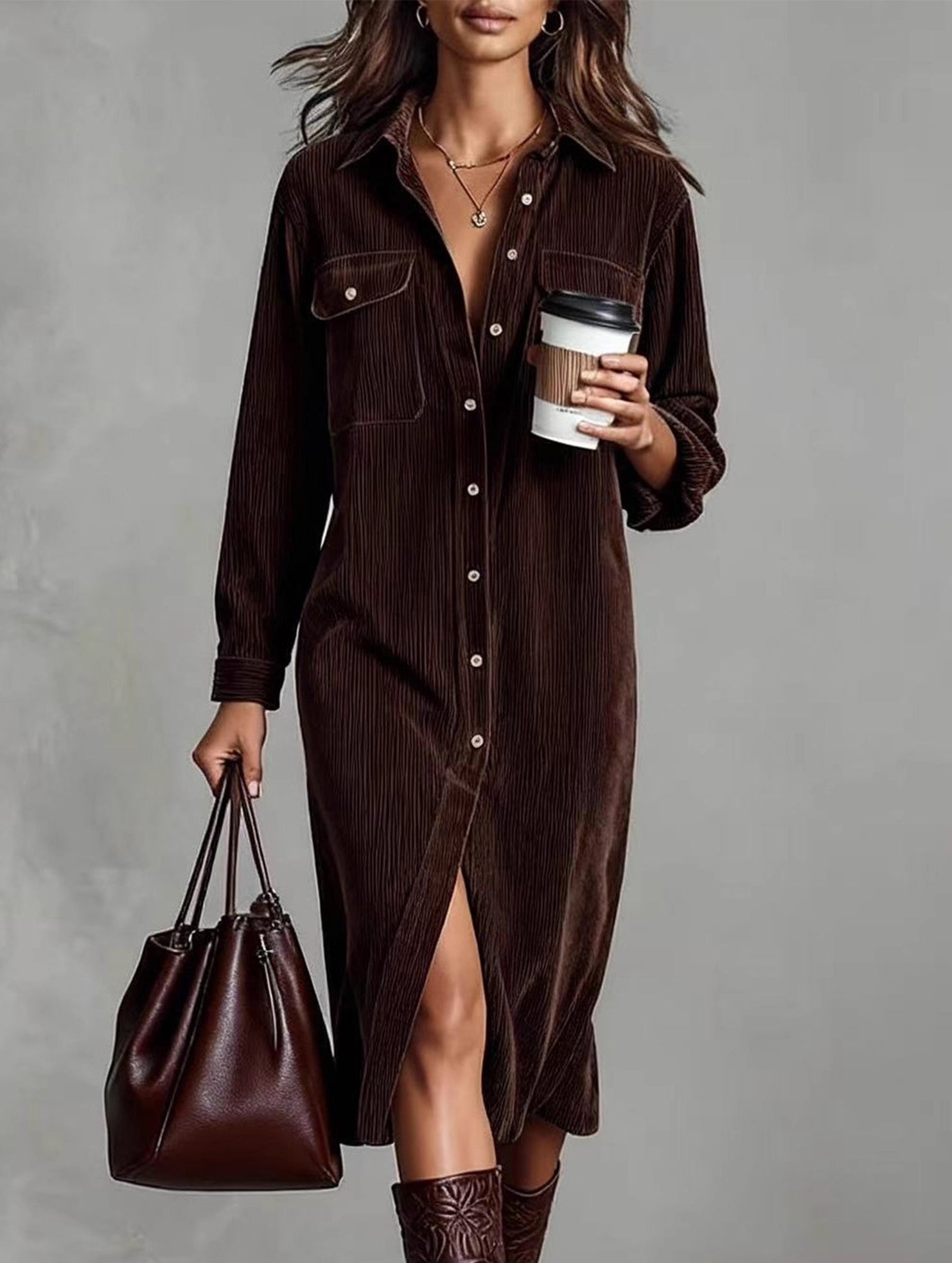 lazy corduroy shirt dress