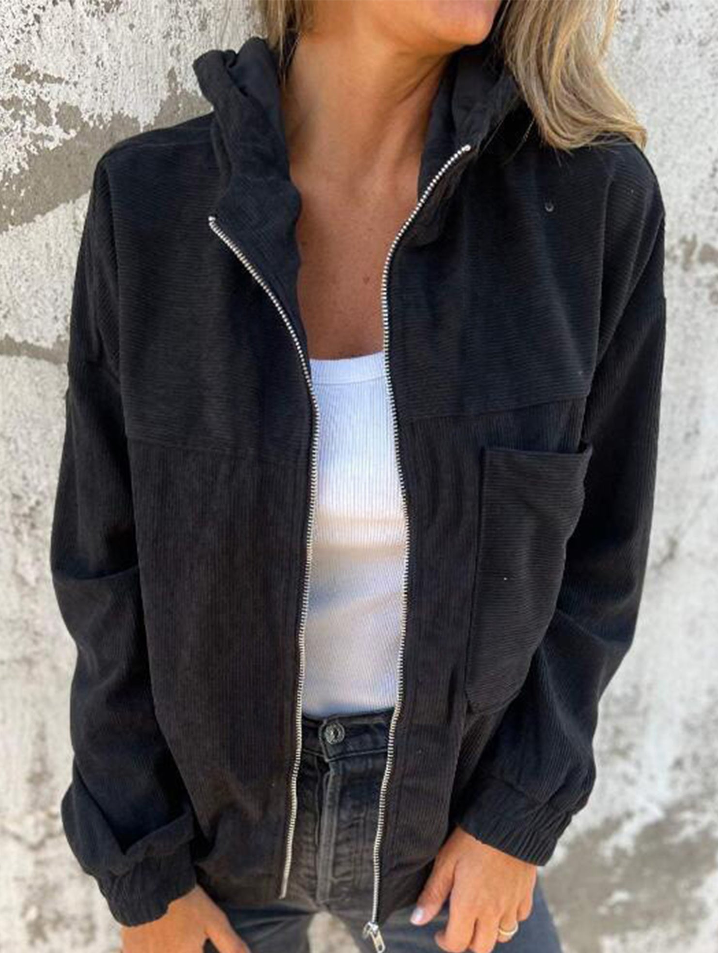 retro corduroy hooded jacket