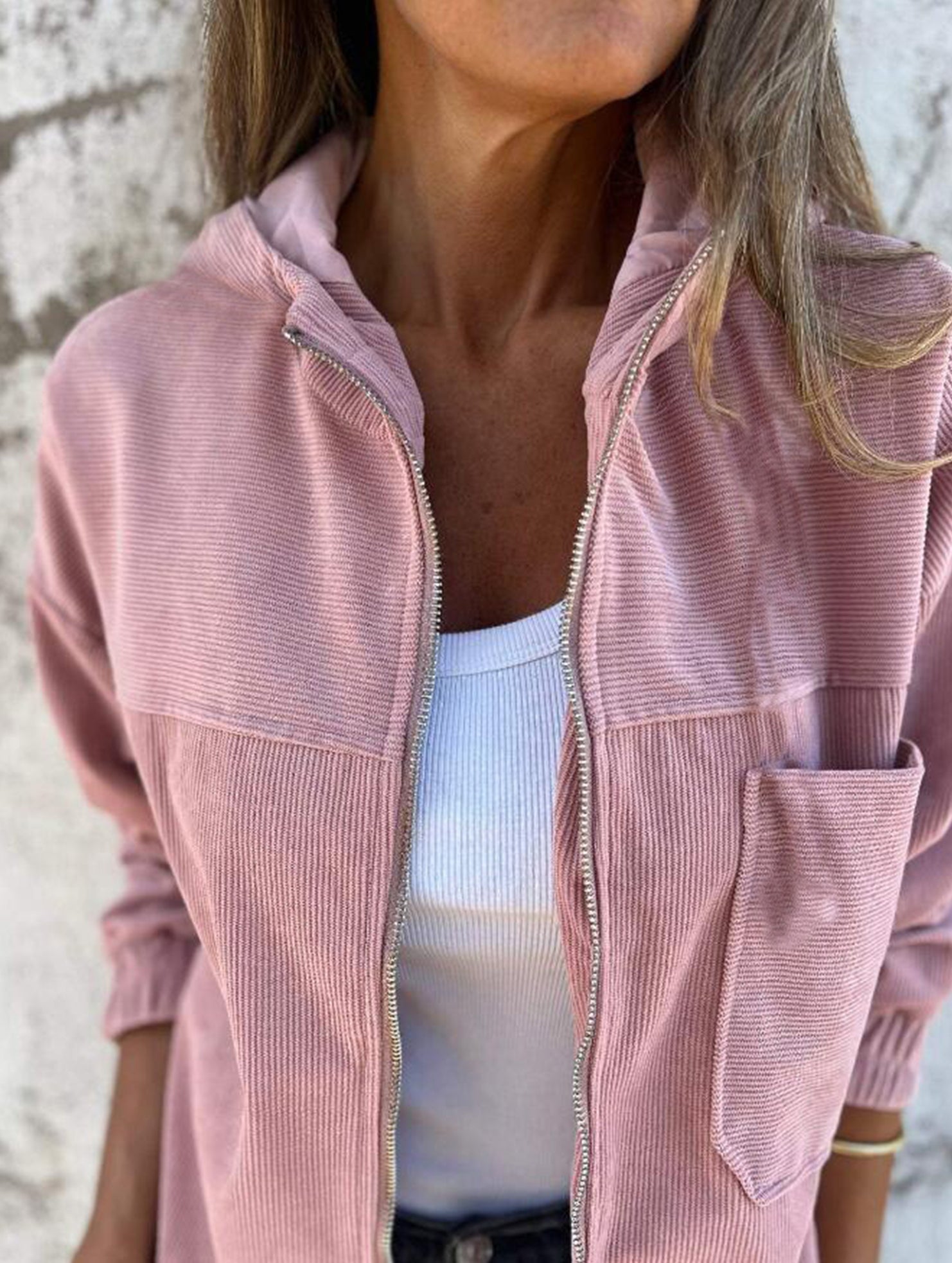 retro corduroy hooded jacket