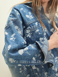 Retro print loose denim jacket