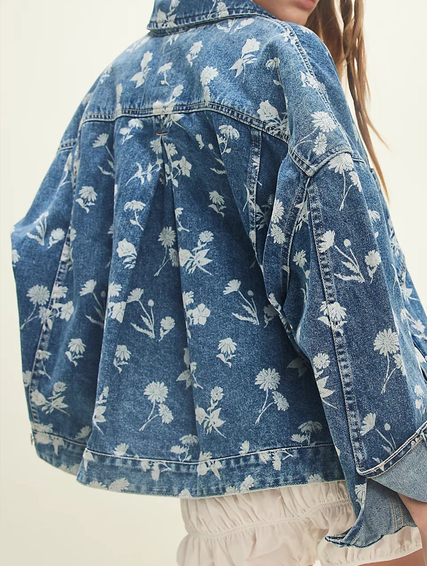 Retro print loose denim jacket