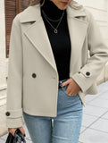 Simple double-breasted solid color coat