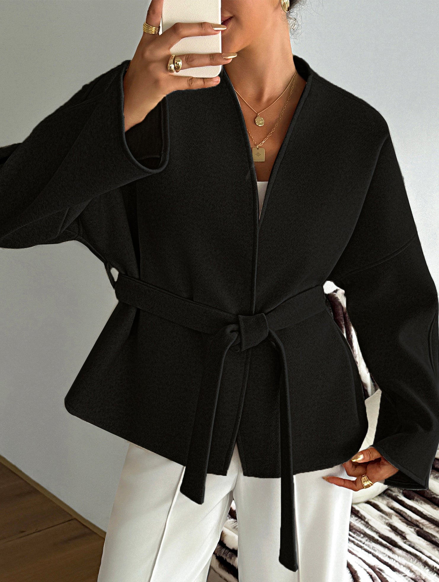 Lace-up long-sleeved suit jacket