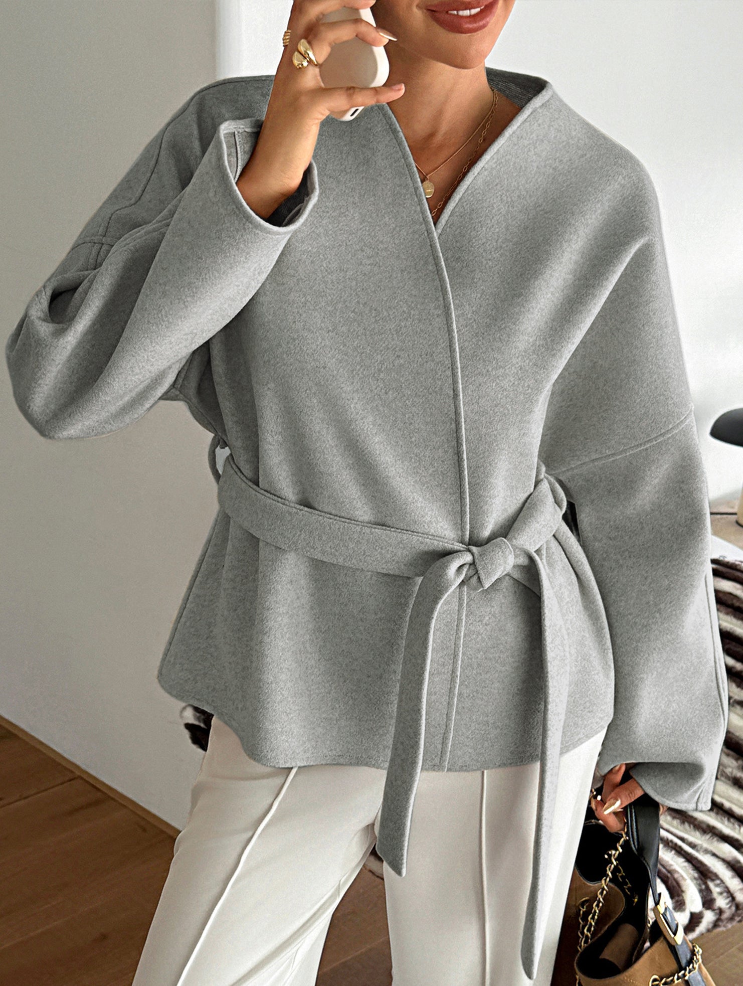 Lace-up long-sleeved suit jacket