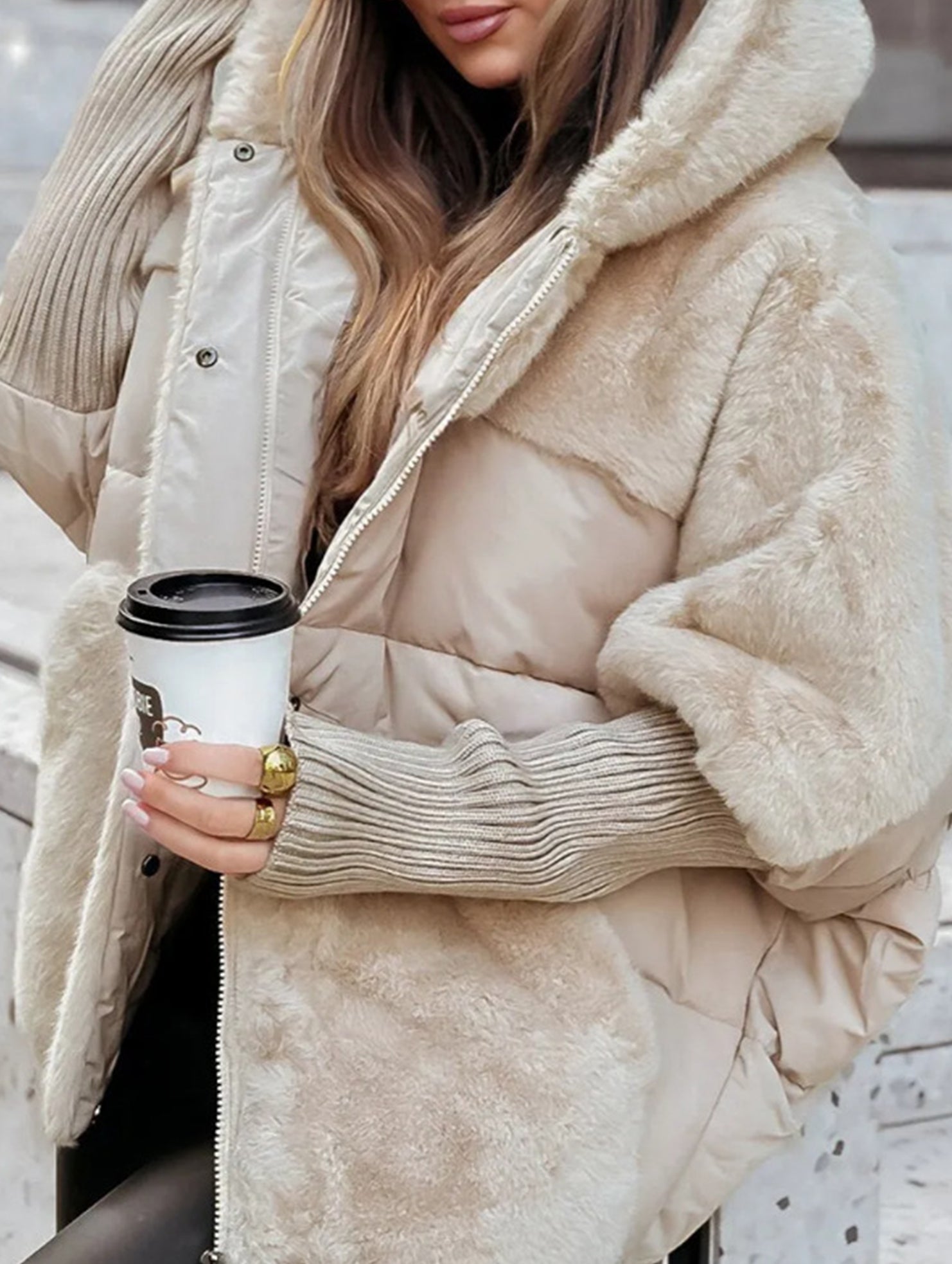 Loose-fitting new patchwork down cotton coat