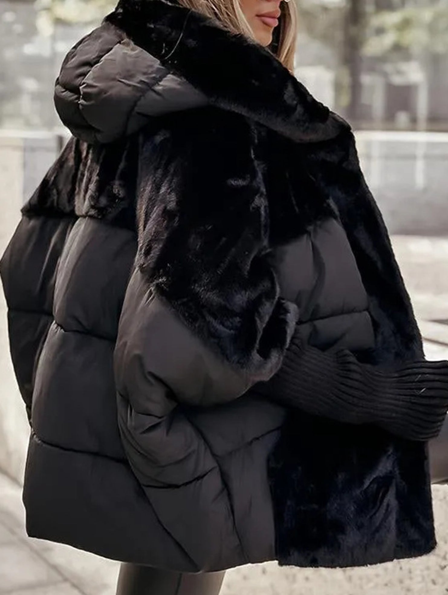 Loose-fitting new patchwork down cotton coat