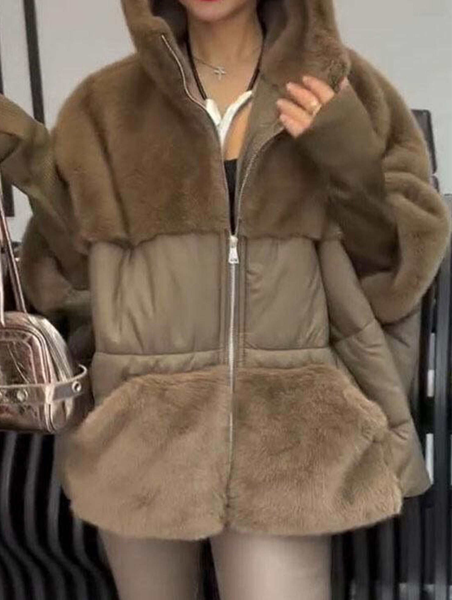 Loose-fitting new patchwork down cotton coat