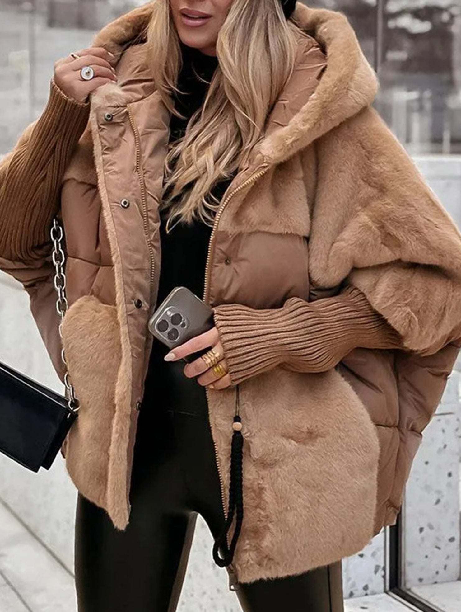 Loose-fitting new patchwork down cotton coat